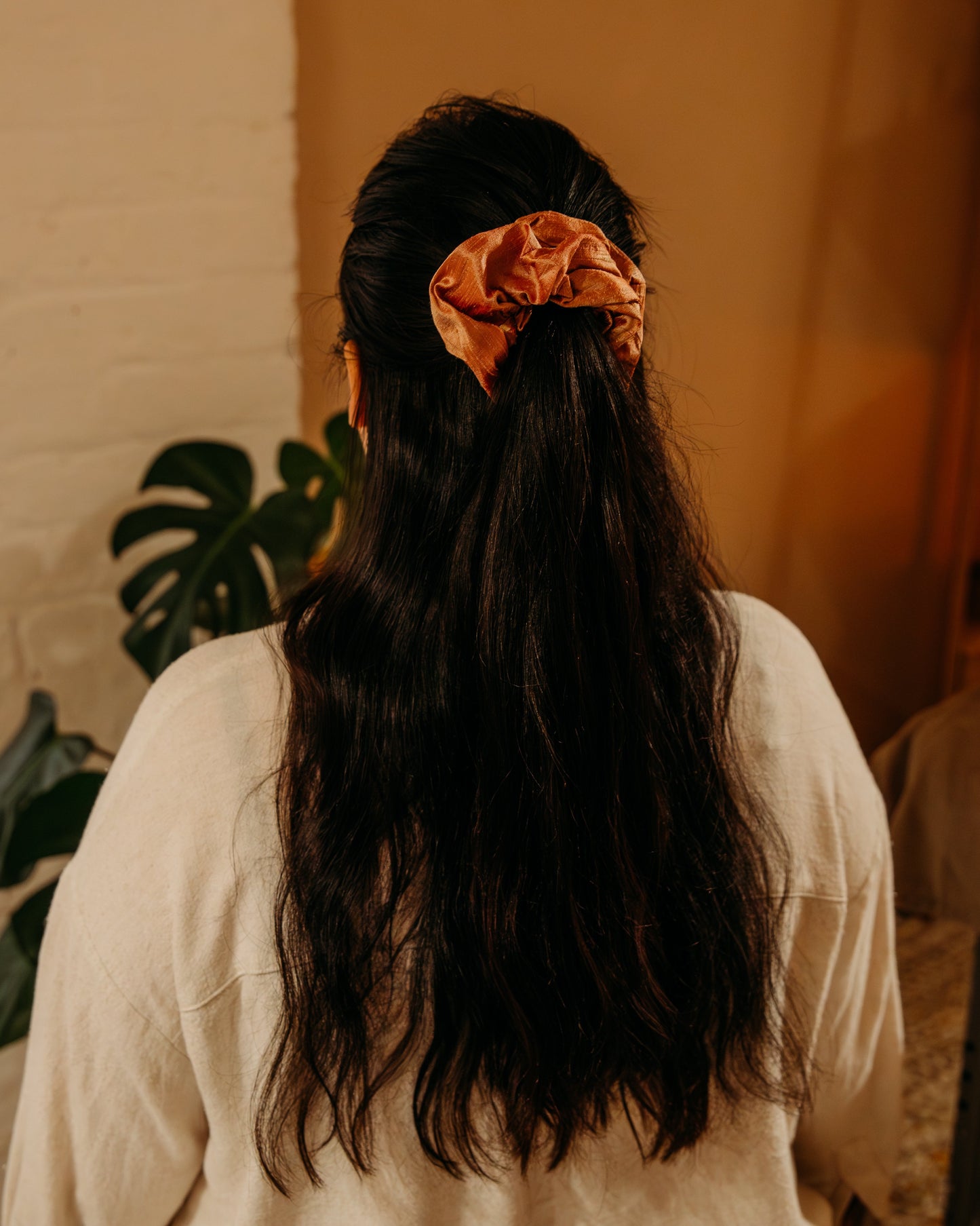 Foxglove Raw Silk Scrunchie